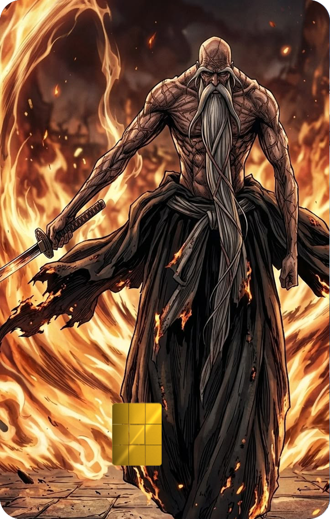 Genryusai Yamamoto Shikai Holographic Card Skin — Bleach