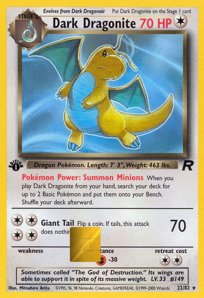 Dark Dragonite Holographic Card Skin — Pokemon Team Rocket