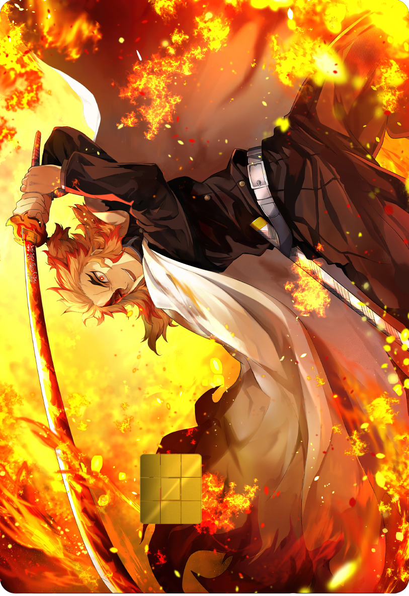 Kyojuro Rengoku Variant 2 Holographic Card Skin — Demon Slayer