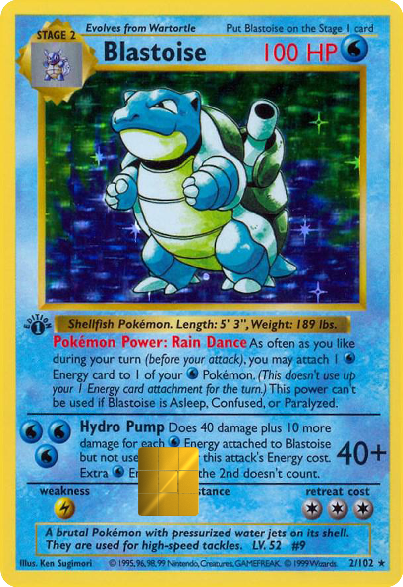 Blastoise Base Set Holographic Card Skin — Pokemon