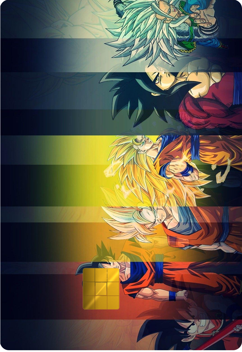 Goku Many Forms Holographic Card Skin — Dragon Ball Z
