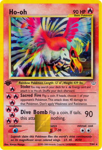 Ho-Oh Neo Revelation Holographic Card Skin — Pokemon